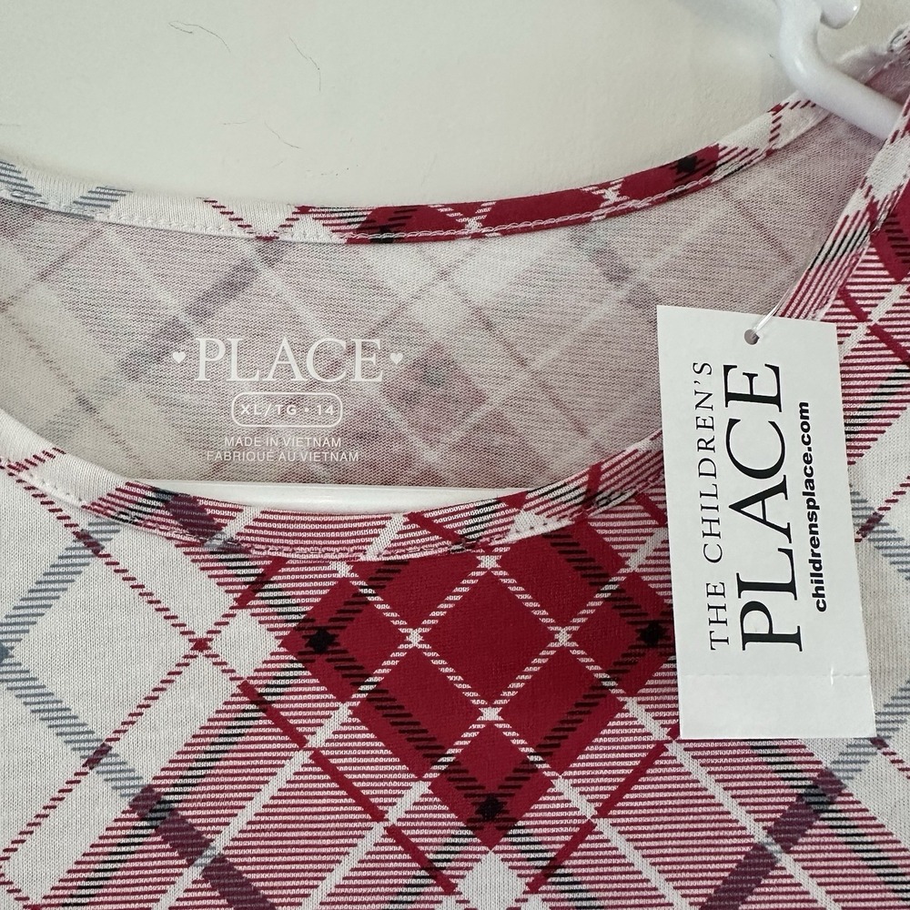 New Girls Red White Plaid Fit Flare Dress XL 14 Children's Place Christmas - Picture 4 of 8